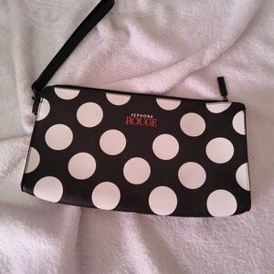 Sephora Rouge Black and White Polka Dot Wristlet